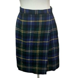 Talbots Plaid Wrap Style Wool Blend Skirt